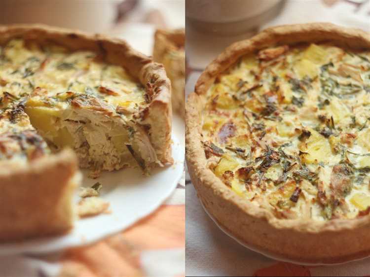 Открытый пирог с курицей и картошкой