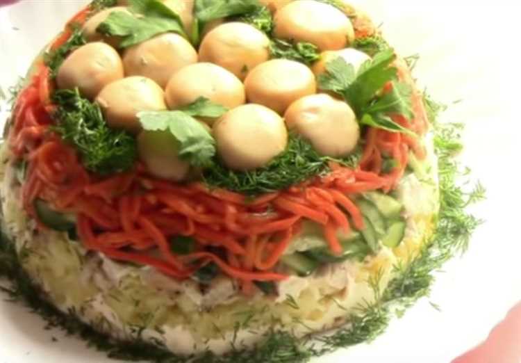 Салат грибная поляна с курицей
