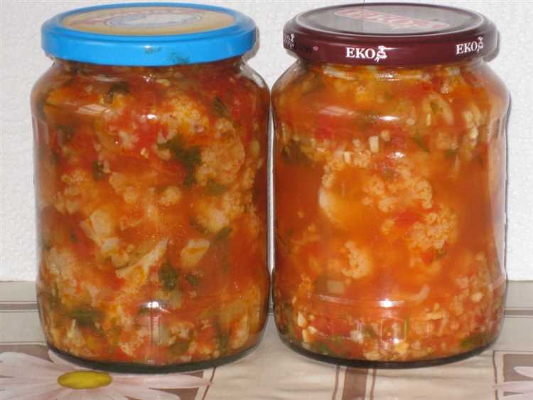 Цветная капуста на зиму в томатной заливке